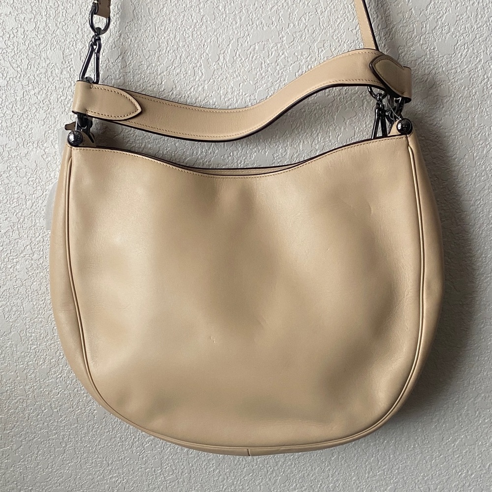 COACH Beachwood Beige Leather Snap NOMAD Hobo Shoulder Bag Purse #36026 - Picture 3 of 16